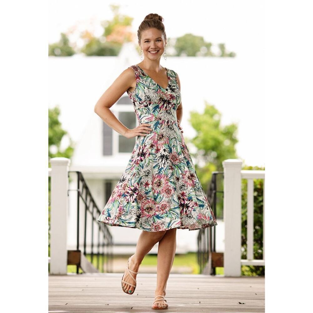 Salaam Marilyn Floral Sleeveless Midi Dress Women's Size Small